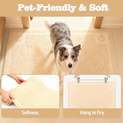 Darkyazi Pet Feeding Mat Large for Dogs and Cats,24"×16" Flexible and Easy to Clean Feeding Mat,Best for Non Slip Waterproof Feeding Mat. (Beige) - color: Beige