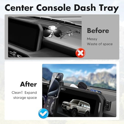 FIILINES Phone Holder for Toyota Land Cruiser 2024-2025 (Fit 12.3" Touch Screen), Phone Mount with Dash Organizer for Land Cruiser Accessories, 360 Degree Rotation Dash Mount Cell-Phone Holder - size: For Cruiser Prado LC250 2024-2025