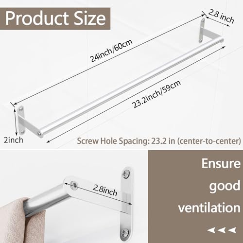 JUYSON 30 Inch Bathroom Towel Bar, Towel Racks for Bathroom Wall Mounted, Stainless Steel Heavy Duty Modern Single Towel Bar Holder Towel Rod Wall Mounted(Single Bar-Brushed Nickel, 30 in) - color: Brushed Nickel, size: Single Bar