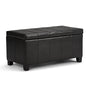 SIMPLIHOME Dover Storage Ottoman Bench - 36 inch Wide Upholstered Vegan Leather Rectangular Lift-Top Ottoman in Midnight Black, Contemporary Bench for Living Room with Safety Hinges - color: Midnight Black
