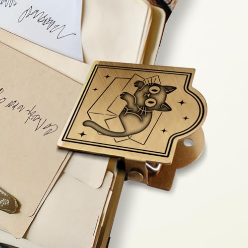 ANATTASOUL Travel Journal Clip Vintage Lazy Cat Metal Book Clips, Decorative Heavy Duty Journal Clips to Hold Journal Open for Notebook, Photo, Bookmark, Office Kitchen Home DIY Use - style: Lazy Cat