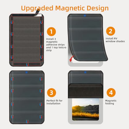 Magnetic RV Door Window Cover 25"x16" - Foldable Magnet Design with UV Protection & Privacy, Waterproof Reflective Fabric for Camper Trailer Door, Essential RV Accessories