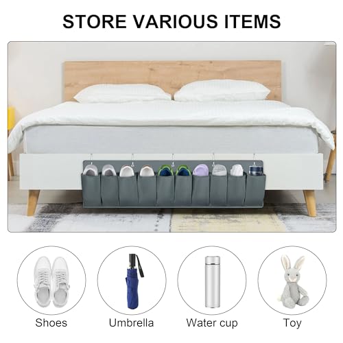 2 Pack RV Hanging Shoe Organizer, 10 Pockets Storage With Sturdy Hooks, Bed Organizer for Shoes, Toys and Tool Accessories, Grey