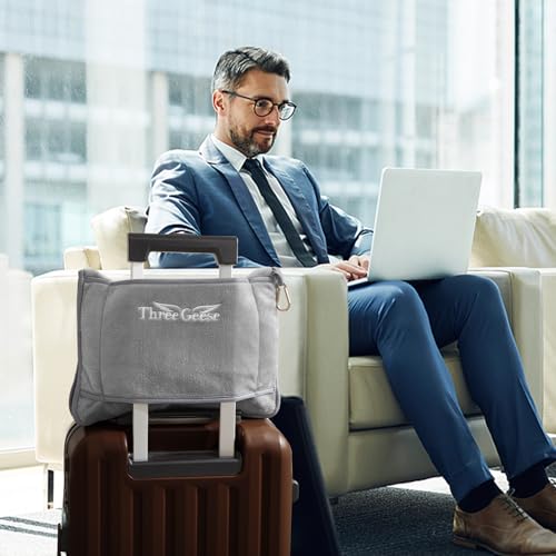 Three Geese 2-in-1 Travel Blanket Blanket and Pillows, Soft Flannel Airplane Throw with Hand Luggage Belt, 65x40inches, Portable Compact Design with Bag, Ideal for Travel Comfort