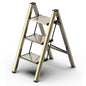 3 Step Ladder, Folding Step Stool with Wider Pedal, Anti-Slip Feet & Non Slip Stripes, Aluminum Sturdy Material, 300Lbs Capacity, Elegant Look of Champagne Gold Better Matches Your Home - color: Champagne Gold, size: 3 Step