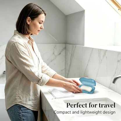 Soap Holder Container, Vonpri Portable Bar Soap Saver Scrubber Case for Bathroom and Kitchen (Dark Blue) - color: Dark Blue