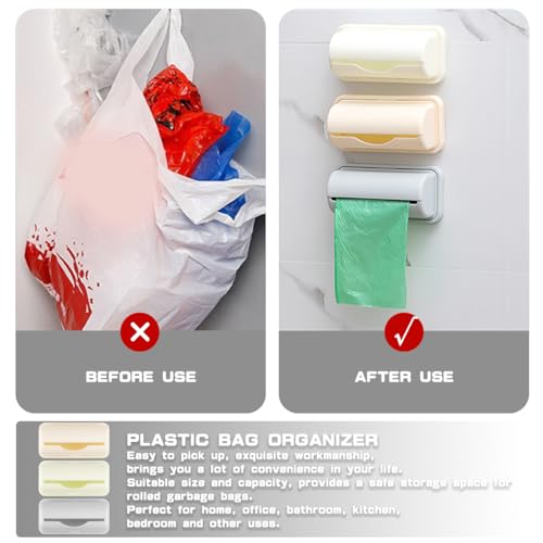 3Pcs Plastic Bags Storage Box Garbage Bag Container Wall Hanging Trash Bag Holder Rubbish Pouch Organizer Wall Adhesive Mount Plastic Bag Collection Box
