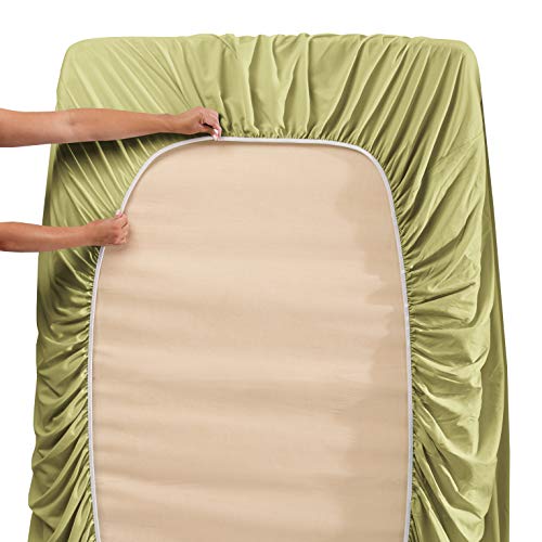 Hearth & Harbor Twin Size Sheets - 3 Piece Bed Sheet Set, Hotel Luxury Double Brushed Bed Sheets - Extra Soft Bedding Sheets & Pillowcases, Twin, Sage - color: Sage, size: Twin