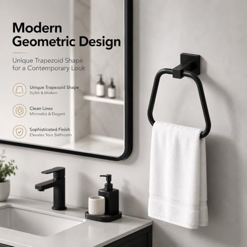 Matte Black Towel Ring for Bathroom, Kitchen Bath Towel Holder Hangers Wall Mount Heavy Duty Stainless Steel - color: Matte Black, size: 1 Pack