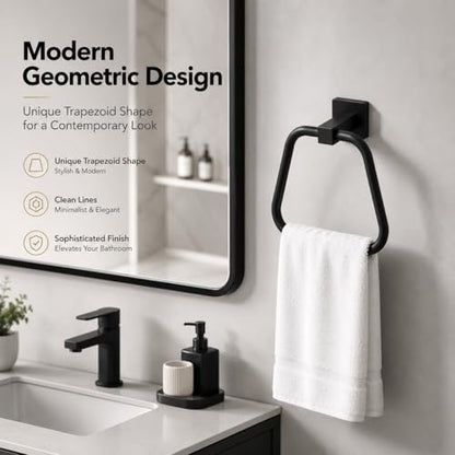 Matte Black Towel Ring for Bathroom, Kitchen Bath Towel Holder Hangers Wall Mount Heavy Duty Stainless Steel - color: Matte Black, size: 1 Pack