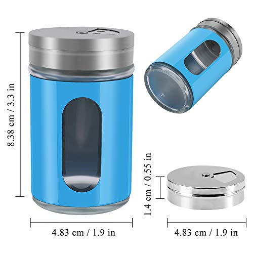 Accmor 2pcs Salt and Pepper Shakers,Stainless Steel Shaker for Salt Powder Sugar Cinnamon Pepper, Spice Dispenser with Adjustable Pour Holes,Blue - color: Blue