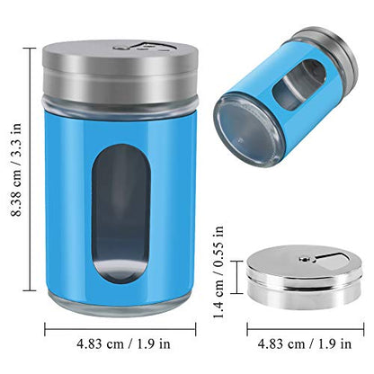 Accmor 2pcs Salt and Pepper Shakers,Stainless Steel Shaker for Salt Powder Sugar Cinnamon Pepper, Spice Dispenser with Adjustable Pour Holes,Blue - color: Blue