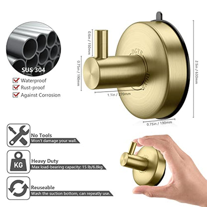 DGYB Suction Cup Hooks for Shower 2 Packs Black Towel Hooks for Bathrooms Wall Robe Loofah Hook for Hanging (New-Gold 2Pcs) - color: New-Gold 2Pcs