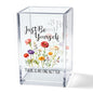 Just Be Yourself Acrylic Makeup Brush Organizer Holder, Motivational Vanity Desk Accessories for Bedroom Office, Inspirational Affirmation Quote Gifts for Women Girls Daughter Sister Coworker - style: Be Yourself