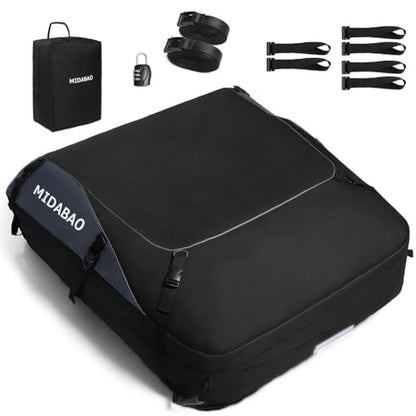 MIDABAO 20 Cubic Waterproof Duty Car Roof Top Carrier-Car Cargo Roof Top Bag, Waterproof & Coated Zippers includes Anti Slip Mat with or without Racks (20 Cubic Feet) - size: 20 Cubic Feet