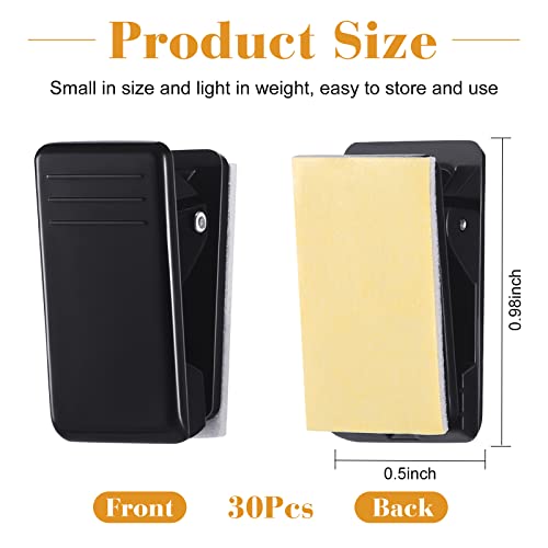 30 Pieces Self-Adhesive Clips Wall Tapestry Clips Sticky Plastic Photo Small Hanging Spring for Poster Photo Wall Teacher Student Home Applications(Black) - color: Black