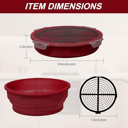 FJNATINH Collapsible Batter Bowl - Mess Free Better Breader Shaker Bowl with Lid Breading Shaker Container - Great for Fried Fish, Fried Chicken, Onion Rings, Wings & More,No Leak,Easy to Store,Red - color: Red
