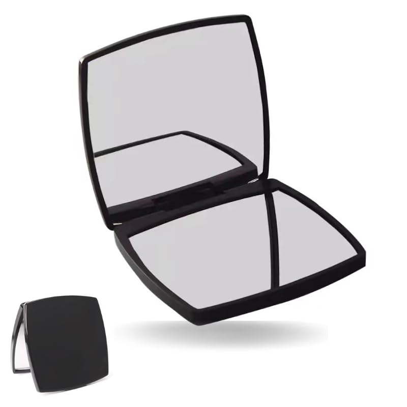 Vanity Mirror - Elegant Foldable Compact Cosmetic Mirror for Travel (Black)