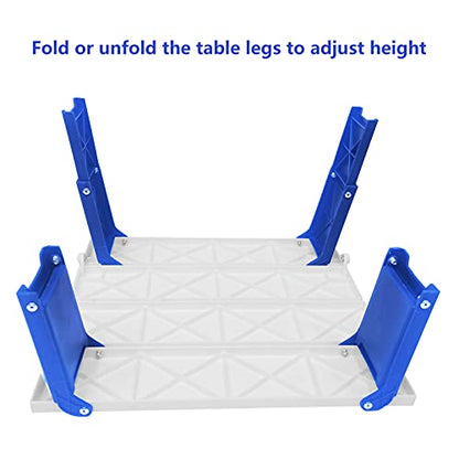 Modern-Depo 15.9"x14.2"x9.6" Large Portable Folding Beach Table for Sand Foldable Height Adjustable Side Table Desk for Camping Picnic BBQ with Carry Bag, Blue