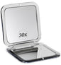 MIRRORVANA 30X Compact Magnifying Mirror for Travel, Handheld and Foldable Square Design - Lightweight Mini Pocket-Sized Magnified Mirror, Ideal for Purse or Handbag Use - 3.3" x 3.3" (Black)