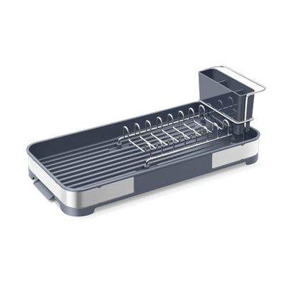 Glad Stainless Steel Dish Drying Rack - Small Space Saving Dish Drainer with Removable Cutlery Holder, Drain Spout, and Towel Bar - Rust-Resistant Metal Rack for Kitchen Countertops, (8”W x 17.5”L) - size: Compact