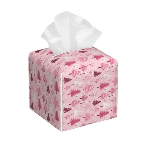 Pink Winter Forest Snowflake Tissue Box Cover Square Tissues Boxes Decorative Facial Paper Organizer for Friends, Home Nightstands Bathroom Table Decor - color: Color_9
