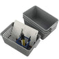 4 Packs Small Plastic Storage Baskets Set, Grey | Desktop Storage Basket Bin - size: shelf baskets