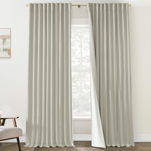 Best Insulated Curtains for Winter,70 Inch Extra Wide Black Out Large Window Linen Blackout Curtain Drapes for Bedroom Living Room,70 Width by 90in Length,Beige,Cortina Blackout Para HabitacióN - color: Greige, size: 70"W x 90"L (Pack of 2)