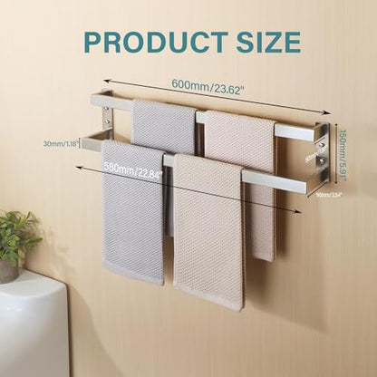 Alise Double Towel Bar, 24" Towel Racks for Bathroom Wall Mounted SUS304 Stainless Steel, Heavy Duty Bathroom Towel Holder, Quick Drying Towel Hanger, Brushed Nickel - color: Brushed Nickel, size: 24-inch