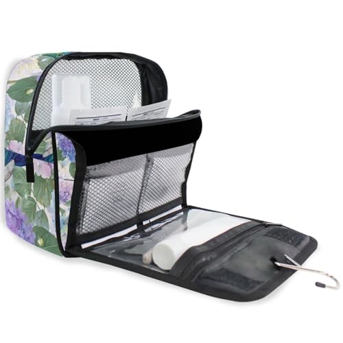 Flower Floral Hummingbirds Hanging Toiletry Makeup Bag Travel Organizers Toiletries Cosmetics Bag for Women Men - color: Flower Hummingbirds