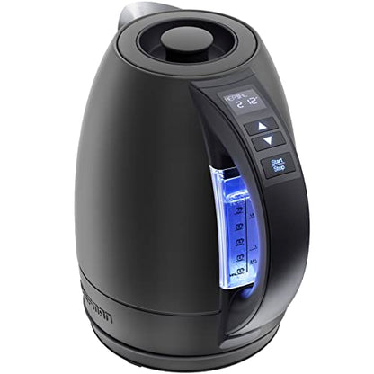 Chefman Electric Tea Kettle, 1.8 Liter Hot Water Electric Kettle Temperature Control Water Boiler with 5 Presets, Tri-Colored LED Lights, Keep Warm, Automatic Shutoff, Black - color: Black, style: Stainless Steel
