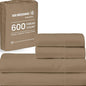 SGI bedding Queen Bed Sheets Set – Premium 600 TC Egyptian Cotton, Crisp & Cooling Sateen Weave, Extra Soft Hotel Collection, Fits Mattresses Up to 16 Inch Deep, Breathable & Long Lasting – Taupe - color: 04 - Taupe, size: Queen