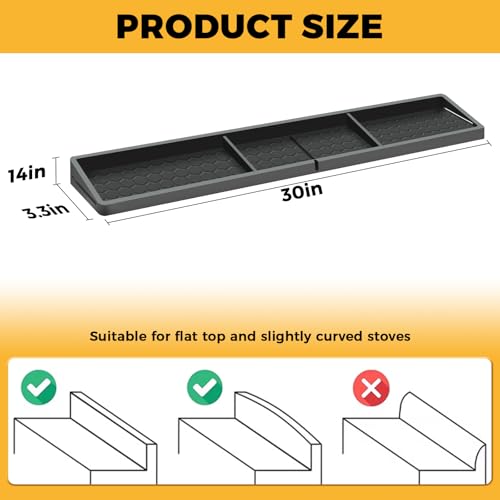 BFONS 30 Inch Silicone Magnetic Stove Top Shelf, Kitchen Shelf Over Stove Spice Rack Apartment Must Haves Kitchen Gadgets for Above Stovetop Seasoning Organization and Storage Thickened Black - color: Thickened Black