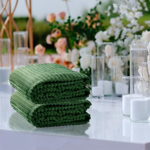 Buryeah 6 Pcs Flannel Throw Blanket Bulk 50 x 60 in Sleepover Blanket Outdoor Wedding Throw Lightweight, Oeko-tex Standard 100 Certified for Sofa Homeless Gifts (Dark Green) - color: Dark Green