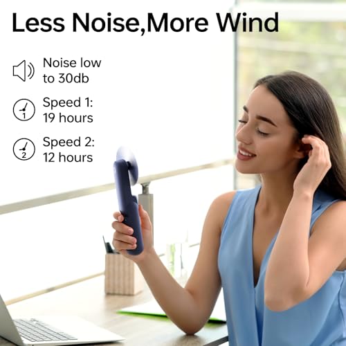 JISULIFE Portable Handheld Fan, Mini Personal 3-In-1 with Power Bank&Flashlight, 12-19 Hrs USB Rechargeable Battery Pocket Fan for Travel/Summer/Vacation/Concert, Essential Gifts for Men/Women-Blue - color: Blue