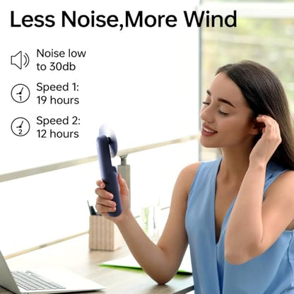 JISULIFE Portable Handheld Fan, Mini Personal 3-In-1 with Power Bank&Flashlight, 12-19 Hrs USB Rechargeable Battery Pocket Fan for Travel/Summer/Vacation/Concert, Essential Gifts for Men/Women-Blue - color: Blue