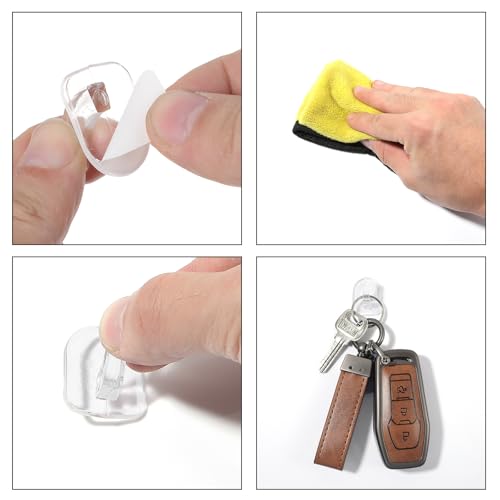 Nogeqi 20 PCS Clear Adhesive Hooks for Hanging, Plastic Small Acrylic Sticky Wall Hooks with Non Marking Sticker for Home Kitchen Bathroom Bedroom Office