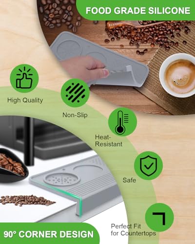 Upgraded Silicone Tamping Mat & Brush, Tamper Mat for Espresso Machine, Waterproof Heat Resistant Tamp Station for Home Baristas Tools, Gray - color: Gray