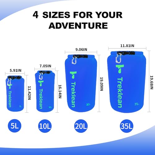 Lightweight Dry Bags Waterproof for Kayaking,5L/10L/20L/35L Roll Top Dry Sack Waterproof Bags for Travel Boating Camping Beach (Blue, 10L) - size: 10L