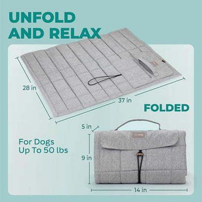 KindTail Nomad Nap Mat - Travel Dog Bed - Machine Washable, Water-Resistant Dog Mat for Pets up to 50 lbs - Lightweight, Portable Pet Bed with Carry Handle - Folds to 14 x 9 x 5 (1.5 lbs, Blue) - color: Blue