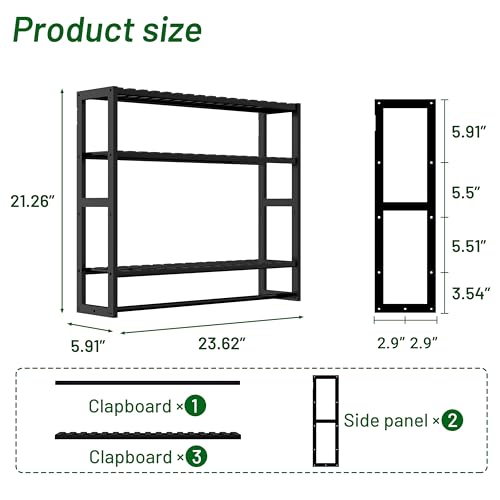 PPN Extra Large Towel Rack Bathroom Storage Shelves Over The Toilet with Towel Bar 100% Bamboo Adjustable Height Floating Shelf Wall Shower Shelf for Small Space Bathroom Kitchen Multi Usage - color: Black Extra Large