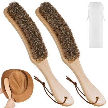 Clothes Brush with 100% Horsehair Bristle for Cleaning, Lint Brush for Hat, Cashmere, Wool, Suede, Velvet,Suits,Shoes,Furniture, Cleaning Kit Removes Dust,Pet Hair, Wood Handle with Storage Bag,2 Pack - size: 2 Pack