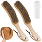 Clothes Brush with 100% Horsehair Bristle for Cleaning, Lint Brush for Hat, Cashmere, Wool, Suede, Velvet,Suits,Shoes,Furniture, Cleaning Kit Removes Dust,Pet Hair, Wood Handle with Storage Bag,2 Pack - size: 2 Pack