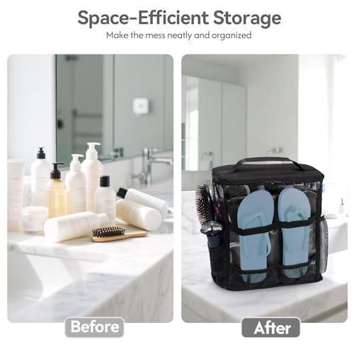 Portable Mesh Shower Caddy Bag for College Dorm Essentials Collapsible Shower Bag with Hanging Hook and Handle Quick Dry Large Capacity Shower Caddy Organizer Toiletry for Travel, Camping, Gym