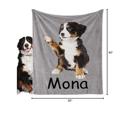 Personalized Dog Blanket, Customized Pet Blankets with Name Picture, Throw Blanket for Small Medium Large Dog Puppy Cat - color: D-grey