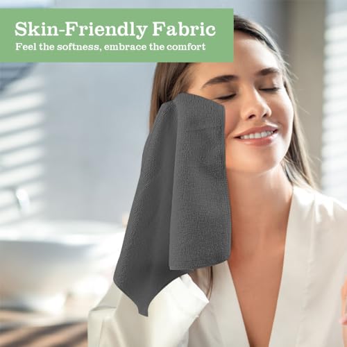 UNIMADE Washcloths Bulk - 10 Pack - Face Towels (12" x 12"), Highly Soft Wash Cloths and Hand Towels, Fast Drying Multi-Purpose Microfiber Cleansing Cloths for Bathroom, Hotel, Spa, and Salon - Grey - color: Grey, size: 10Pack