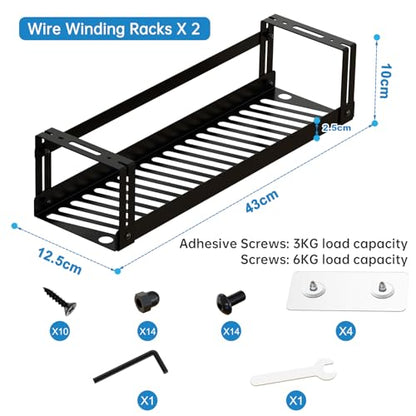 PAVSTINE Under Desk Cable Management Tray, 17 in Metal Cable Tray Basket | For Wire Management, Power Strip Holder, Cord Organizer, Wire Tamer for Home/Office Desk Cable Hider Black, 2 Pack - size: 17 inch Cable Tray×2 Pack