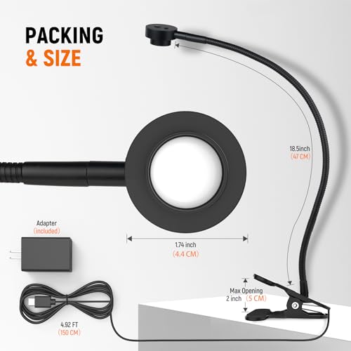 Flexible Clip On Light Bedside, Reading Lights for Books in Bed,3 Color Dimmable Bed Lamps for Headboard, Bendable All Metal Head Switch CRI 95 LED, Adapter Included - color: Clip On Base