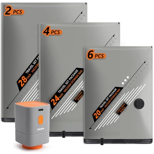 Rechargeable Wireless Pump Travel Vacuum Bags Set,Vacuum Storage Bags Portable Space Saver Bags for Travel, Home, Vacuum Compression Packing Seal for Clothes Seasonal Storage 12 Combo Set - size: 12 Combo Size