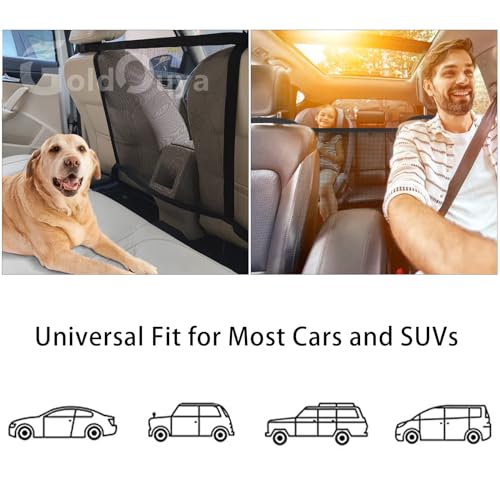 Car Dog Net Barrier, 21 x 21 in Adjustable Mesh Obstacle Car Dog Barrier Net Car Back Seat Pet Fence Car Pet Isolation Protective Network, Easy to Install and Clean